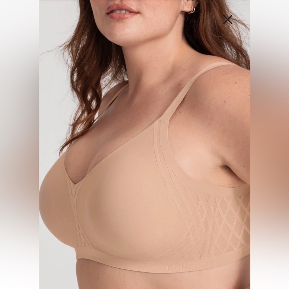 Honeylove Silhouette Bra Sz 3X Sand Beige Stretch Contour Smooth Wire Free